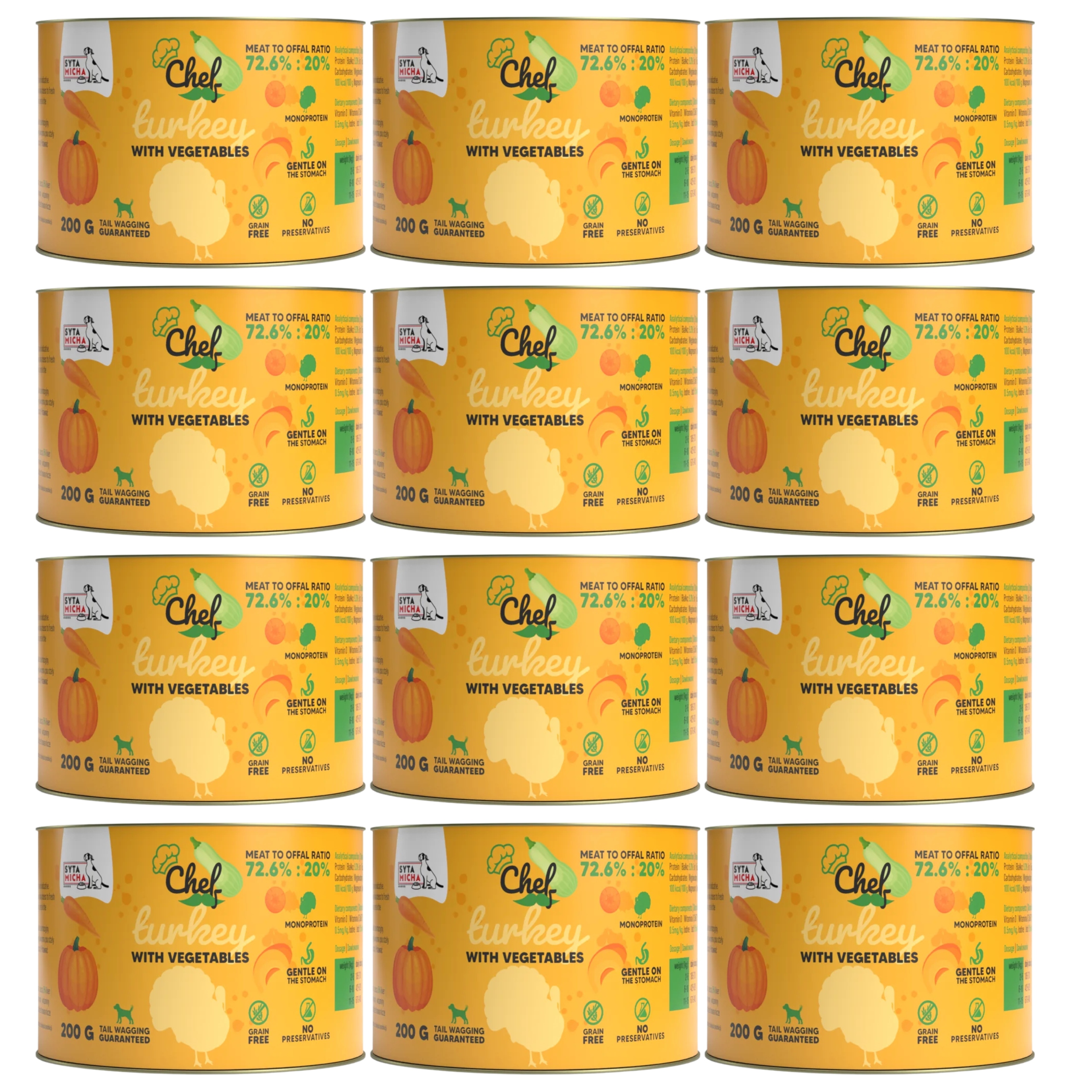 Levně Syta Micha Chef krmivo pro psy Krůta se zeleninou 12 x 200 g