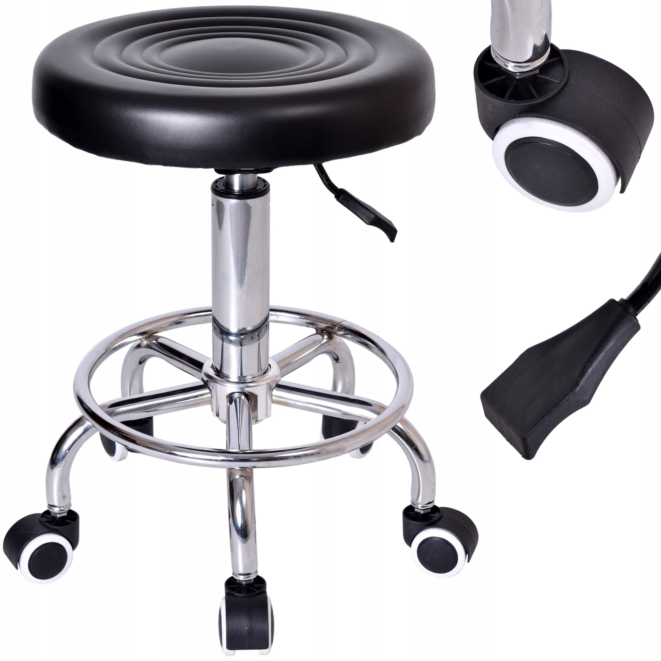 Kadernícka kozmetická stolička Mobilné sedlo Čierna stolička Spa Hoker