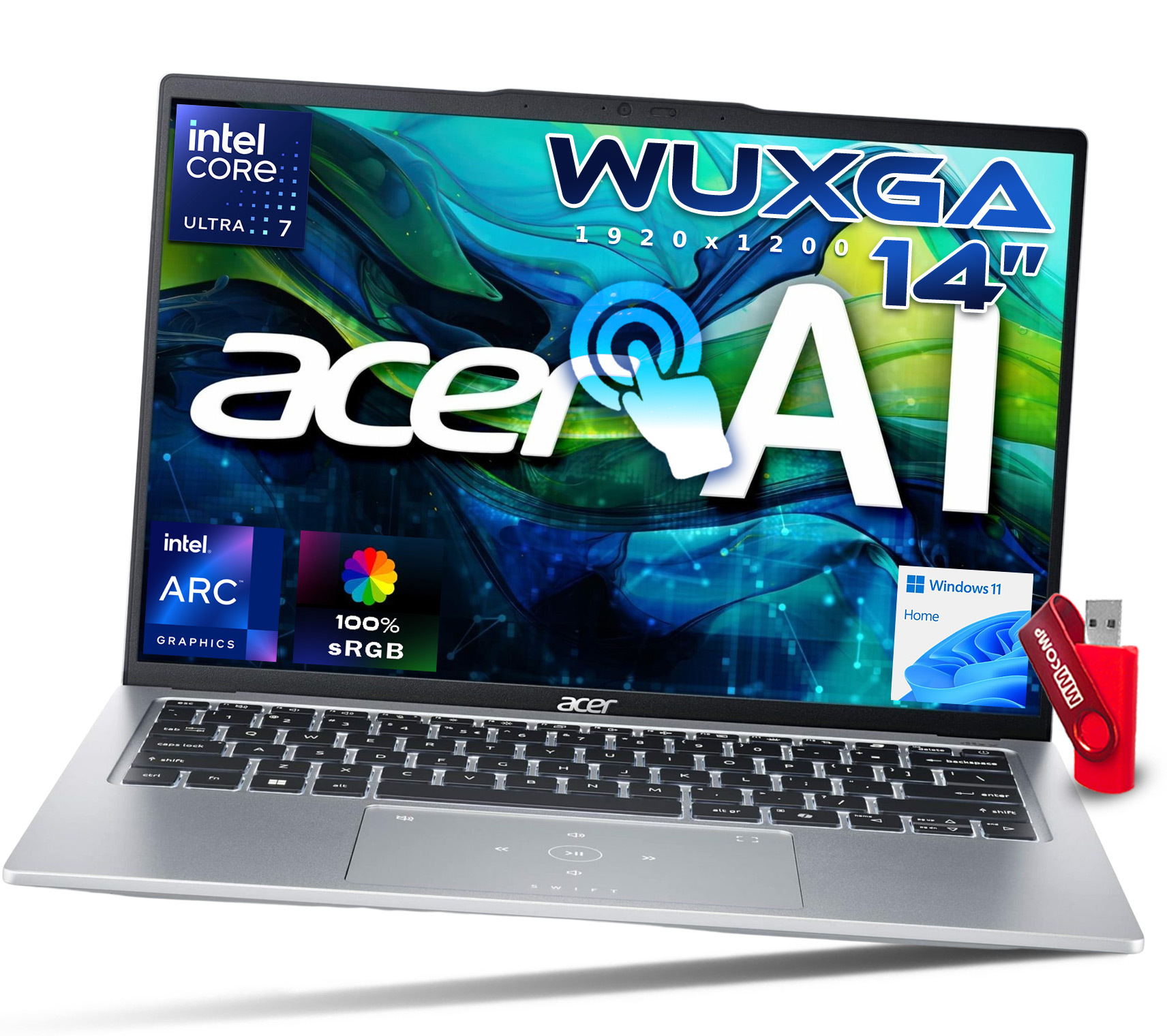 Notebook Acer Swift Go 14 Core Ultra 7 155H 16GB 256GB Ssd Wuxga Ips Domácí