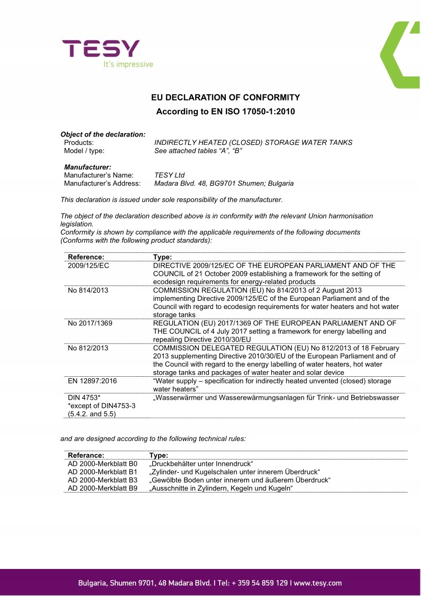 TESY ZASOBNIK WYMIENNIK CWU DO POMP CIEPŁA 300L Z PODWÓJNĄ WĘŻOWNICĄ 3,84m2 Typ pojemnościowy