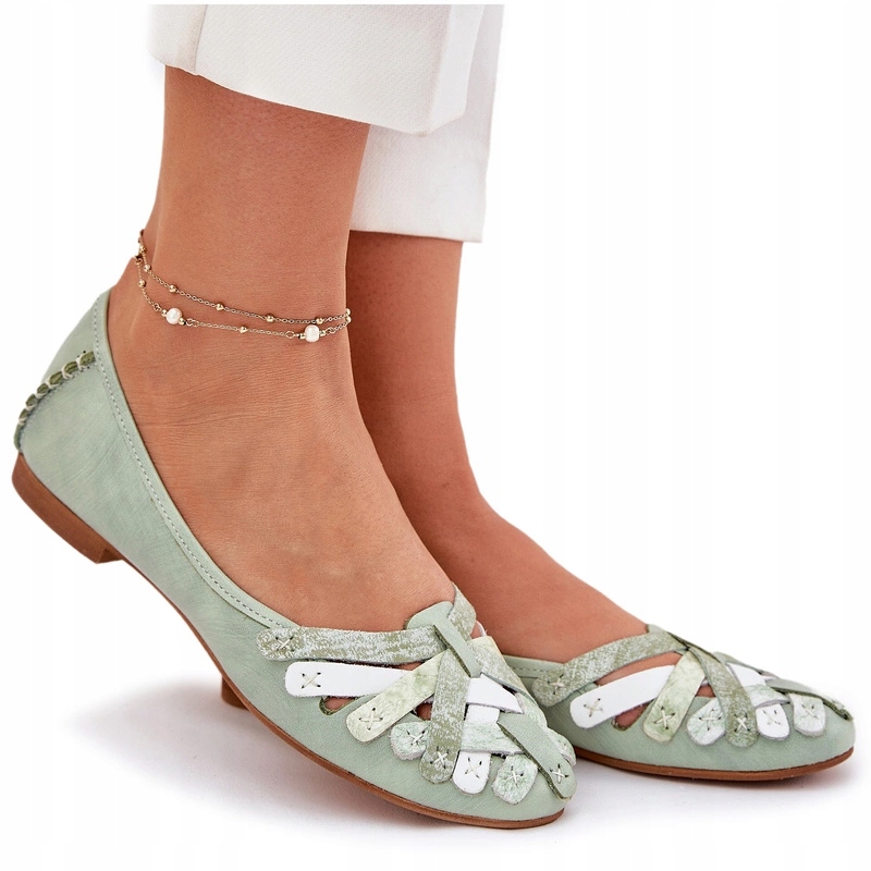 Kožené Baleríny Maciejka 01358-50 Mátové 40