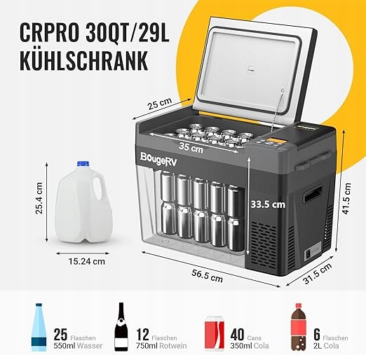 LODÓWKA SAMOCHODOWA BOUGERV CRPRO 29L 12/24V DC 10V KL. ENERGETYCZNA F Marka inna marka