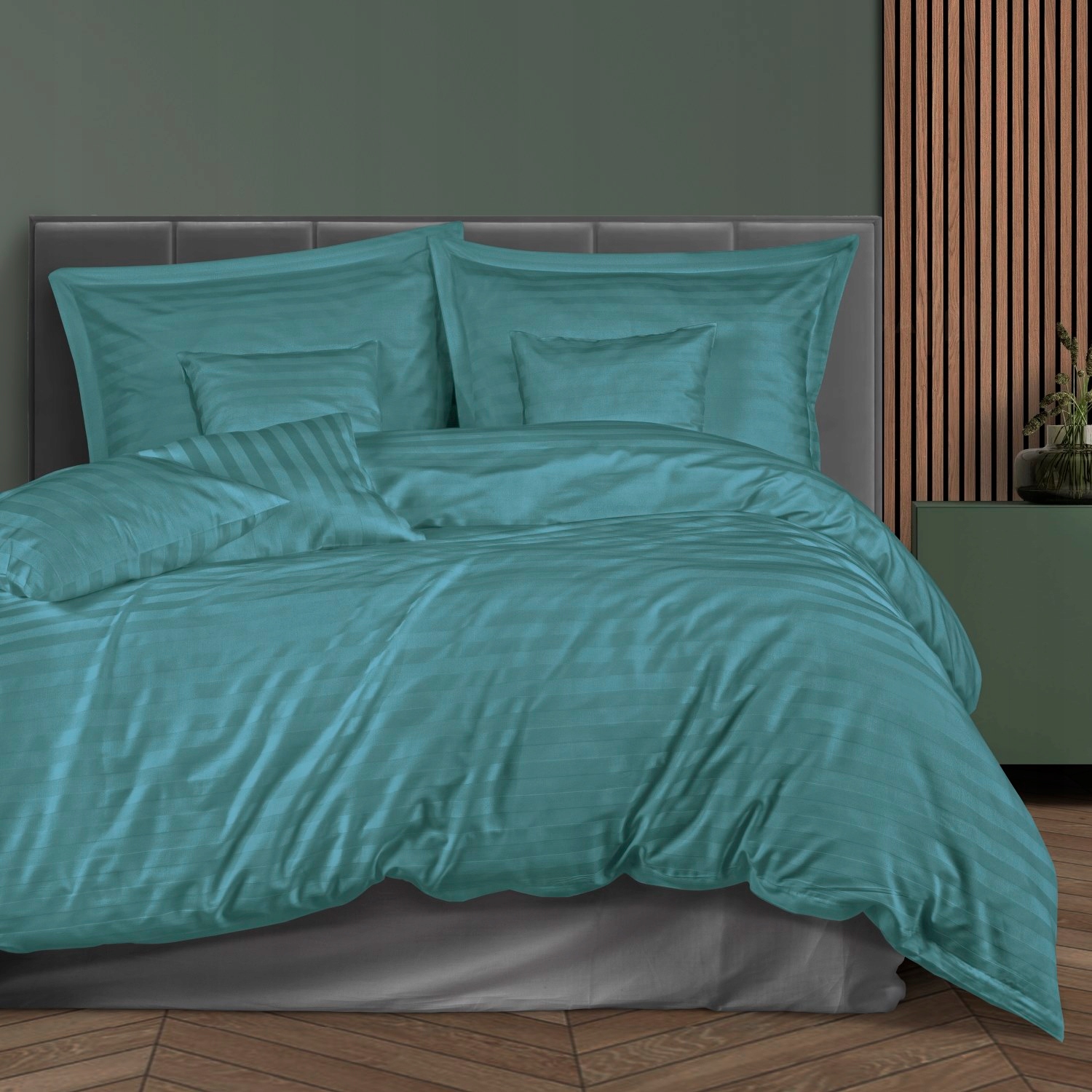 Posteľná Bielizeň bambusovo-bavlnená saténová Stripe TURKUS/180x200 +2x70x80 +4x40x40