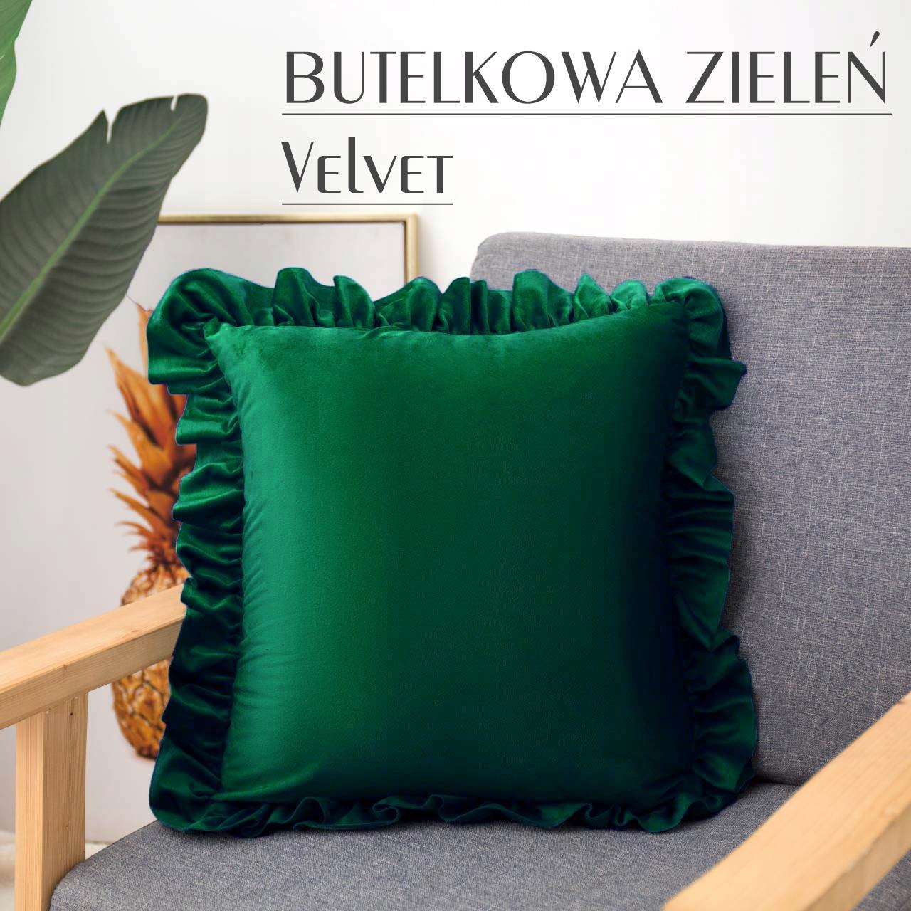 POSZEWKA NA PODUSZKE 40X40 JASIEK WELUROWA VELVET Z FALBANĄ RÓŻNE KOLORY Długość 40 cm
