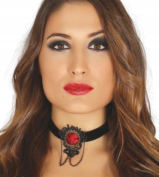 NASZYJNIK Z RÓŻĄ CHOKER GOTYCKI GOTYK RÓŻA