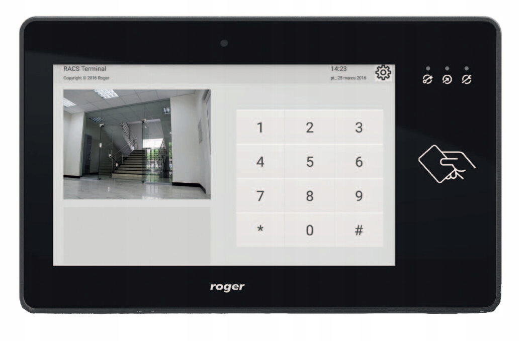 Vnútorný grafický dotykový panel s čítačkou Mifare MD70 Roger