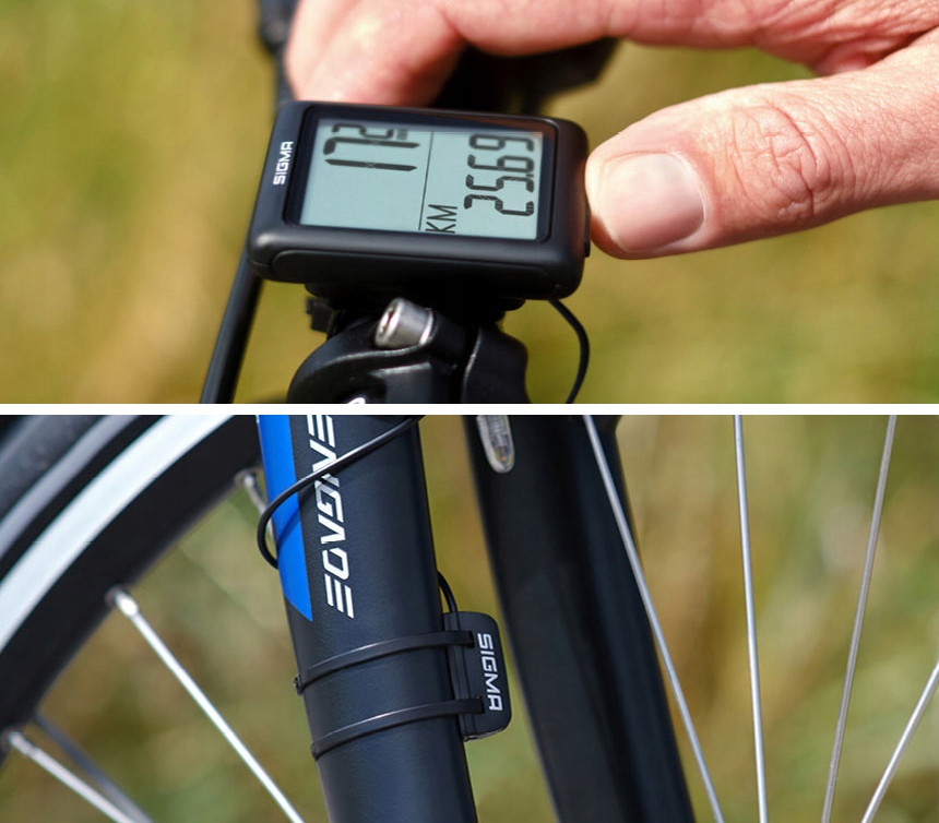 PRZEWODOWY LICZNIK ROWEROWY WODOODPORNY SIGMA 5.0 WR START/STOP ZEGAR 5FN Model BC 5.0 WR
