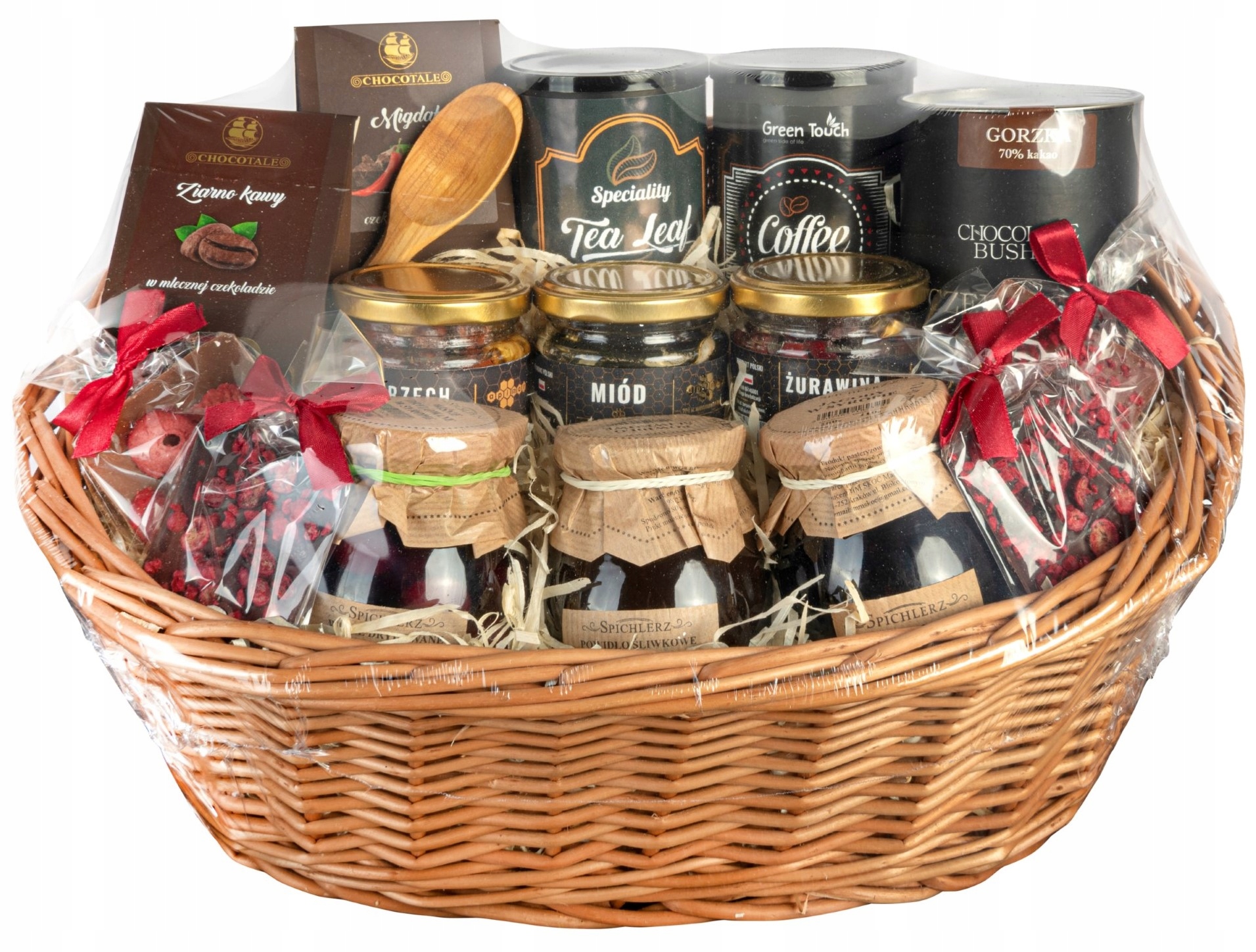 Delikatesowy Kosz Prezentowy zestaw miodów herbat