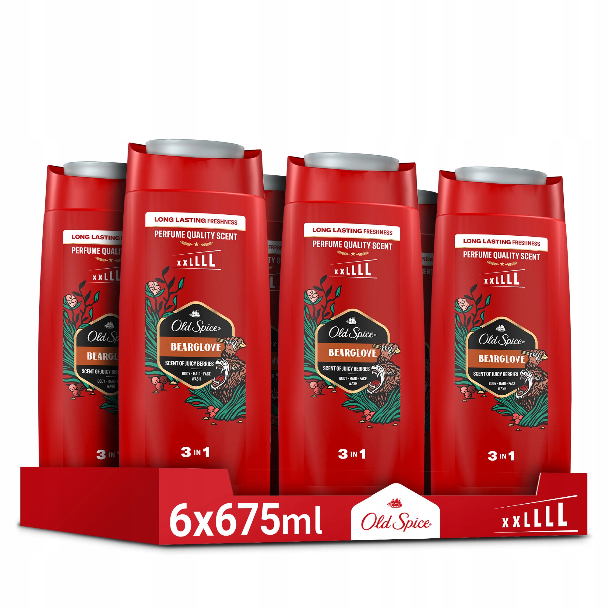 Old Spice Bearglove Żel męski pod prysznic i szampon 3w1, 6 x 675ml