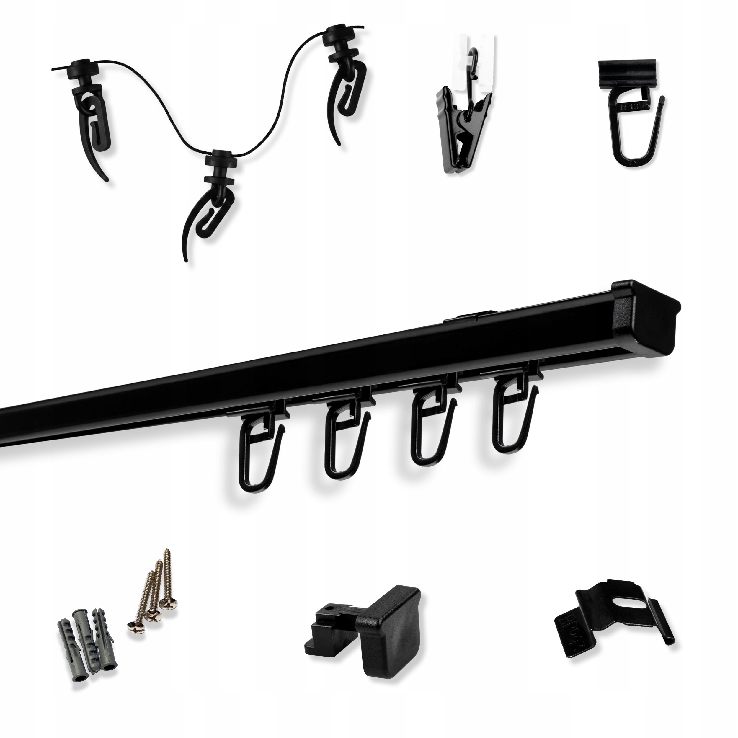 Garnýž Černá, záclonová tyč, hliníková stropní lišta 330