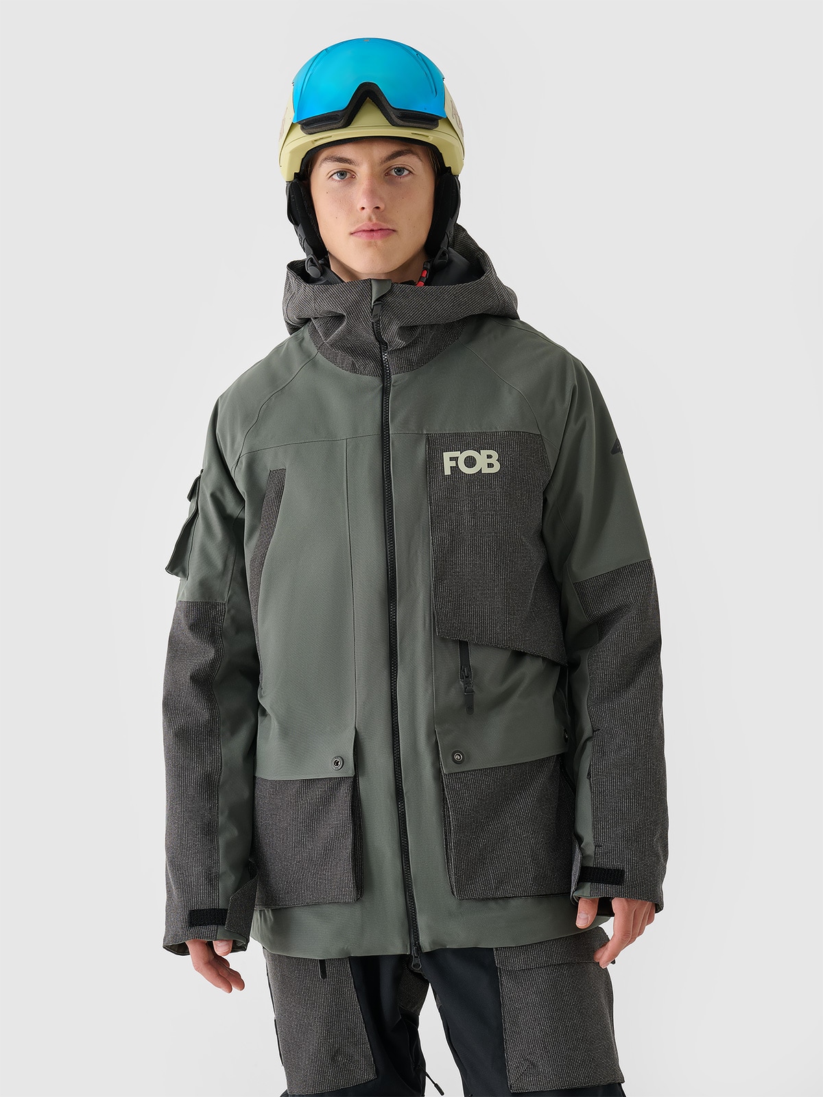 4F Pánská snowboardová bunda Olivová Khaki XL
