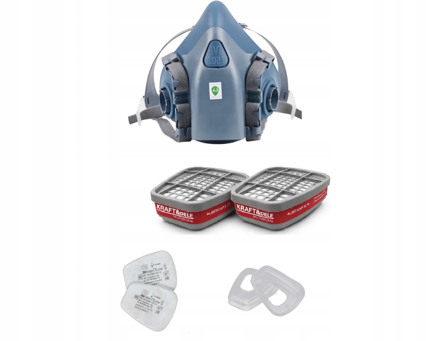 Kompletny zestaw lakierniczy, maska 3M 7502, filtr А1+5911+501