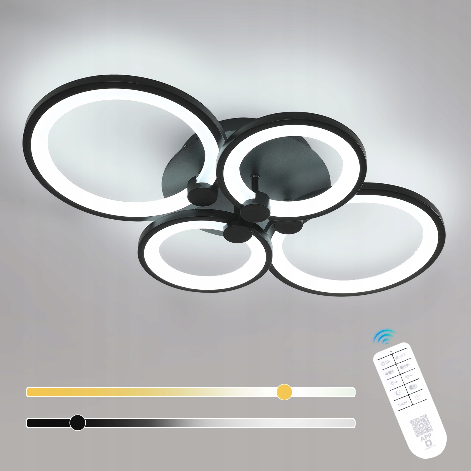 Led Stropní Svítidlo Lustr Černý Kulatý Moderní S Dálkovým Ovládáním 42W