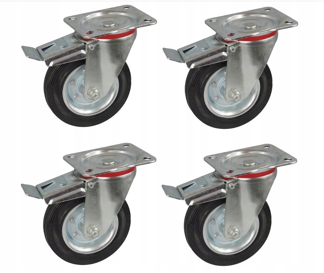 Set 4 Otočných Koleček 125 mm 300 kg na sadu