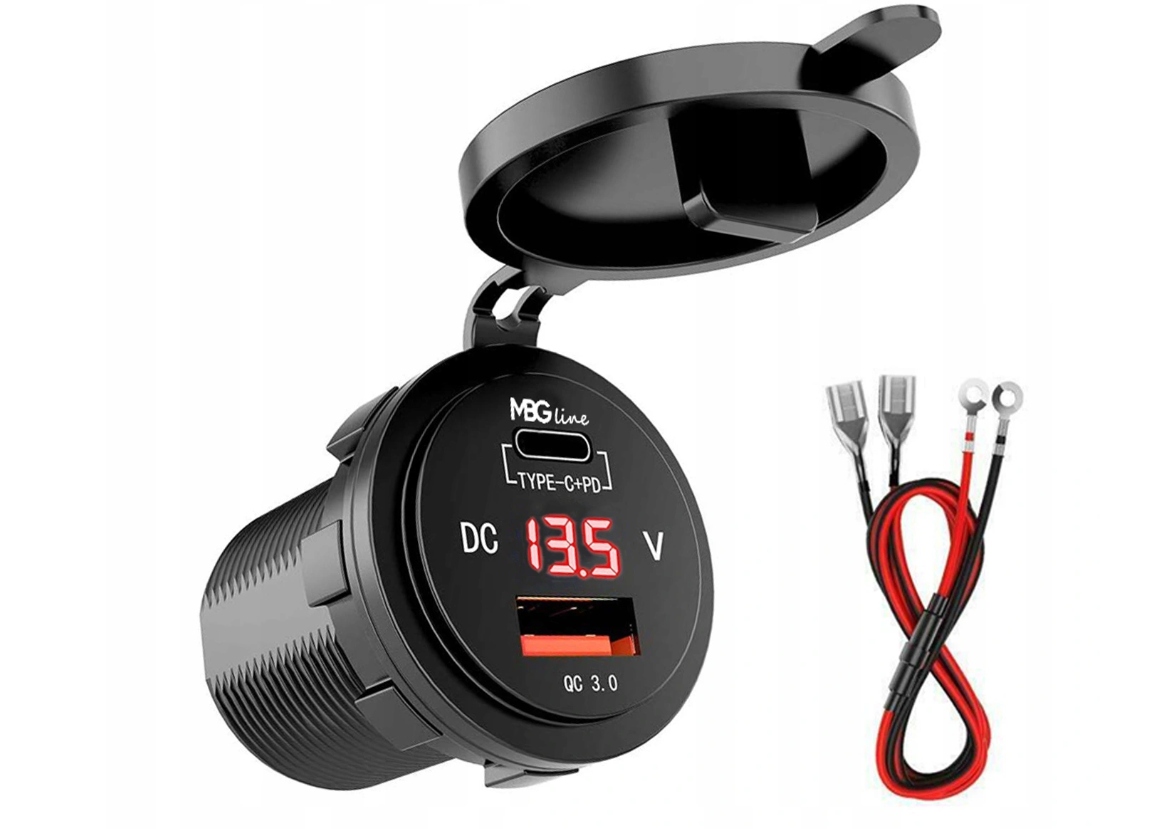 

Motocyklowy Woltomierz Ładowarka Usb 2w1 B9N