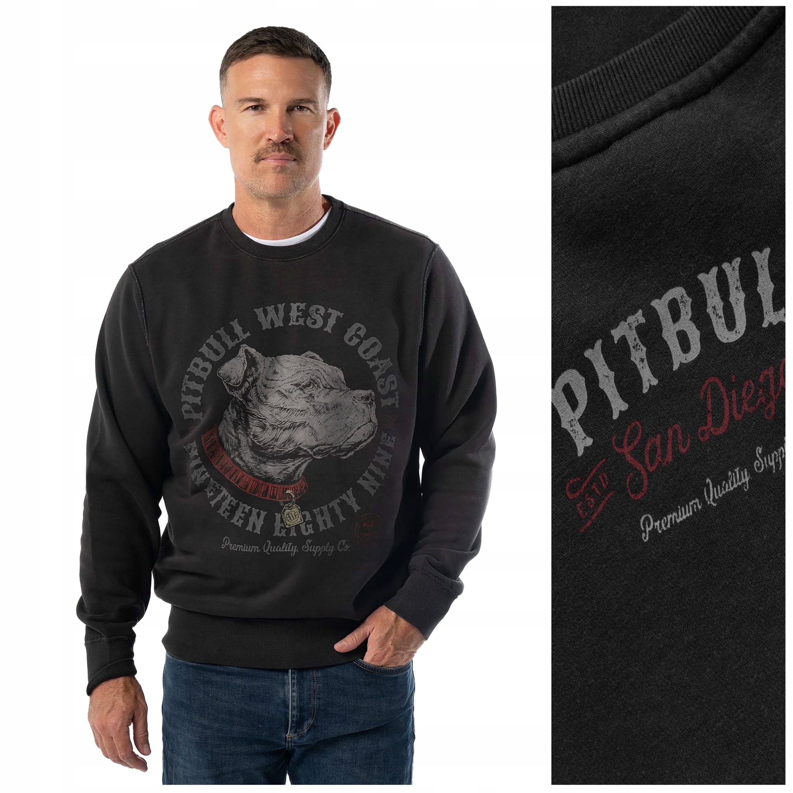 Mikina Pit Bull s praním "síla A Respekt" vel. tmavě grafit