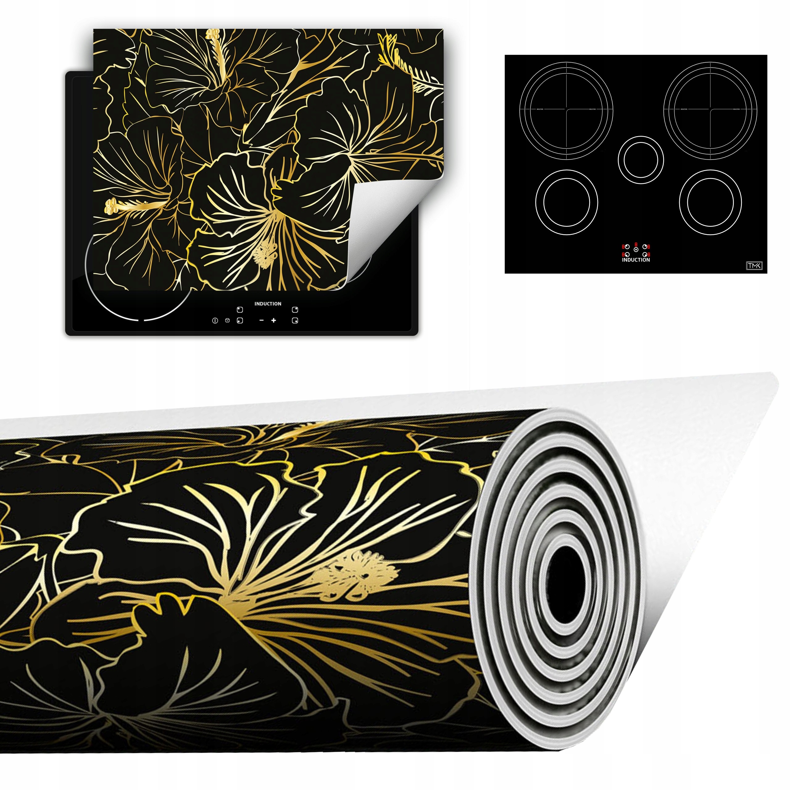 Vinylová Podložka Do Kuchyně Více Místa 70x52 černá květiny