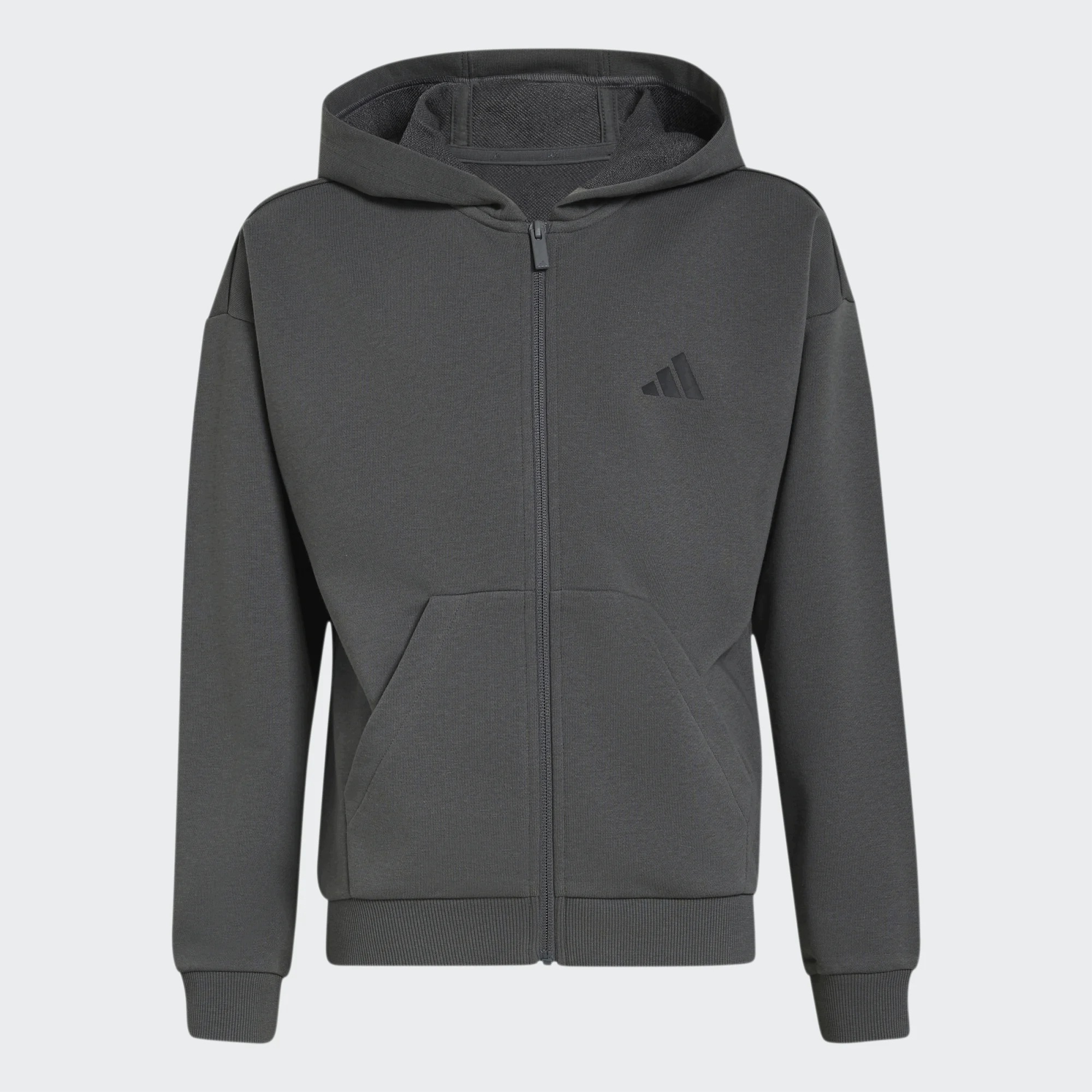 Bluza Sportowa Adidas Dziecięca Na Suwak z Kapturem Szara KS2476 r. 140
