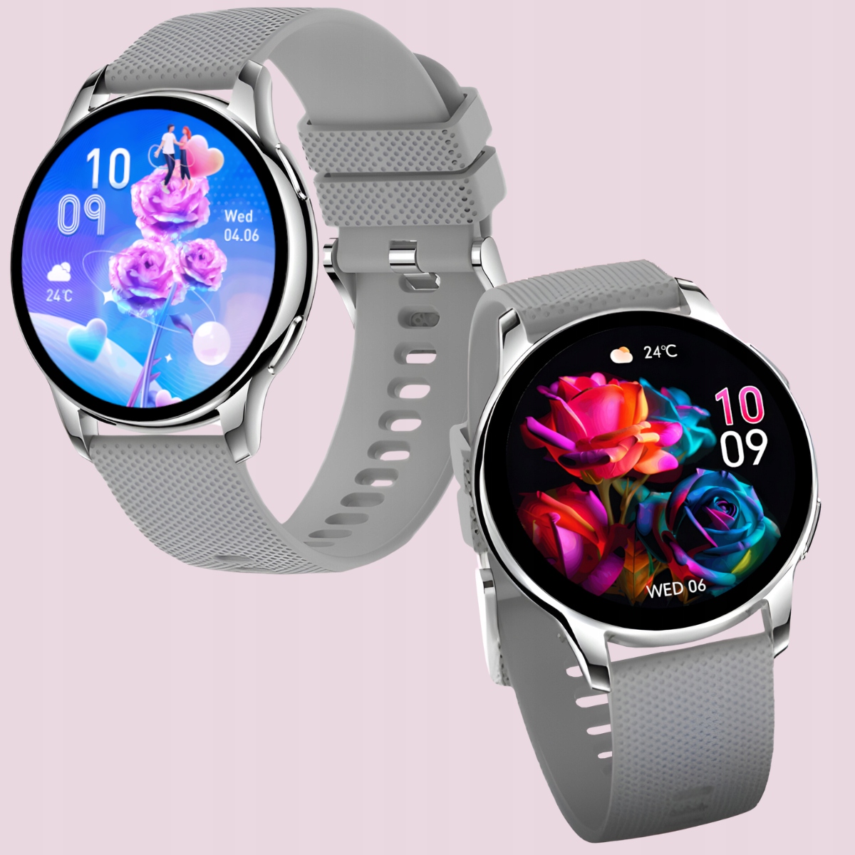 SMARTWACH DAMSKI z Funkcja Rozmowy Zegarek Srebrny Okrągły Polskie Menu PL Model inny