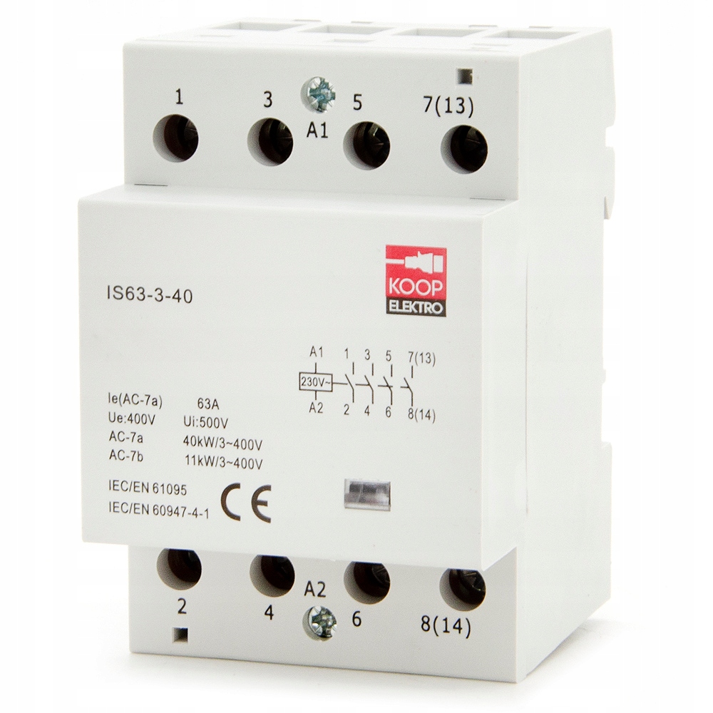 STYCZNIK MODUŁOWY 63-40 230V 63A 3P 4NO 3-FAZ