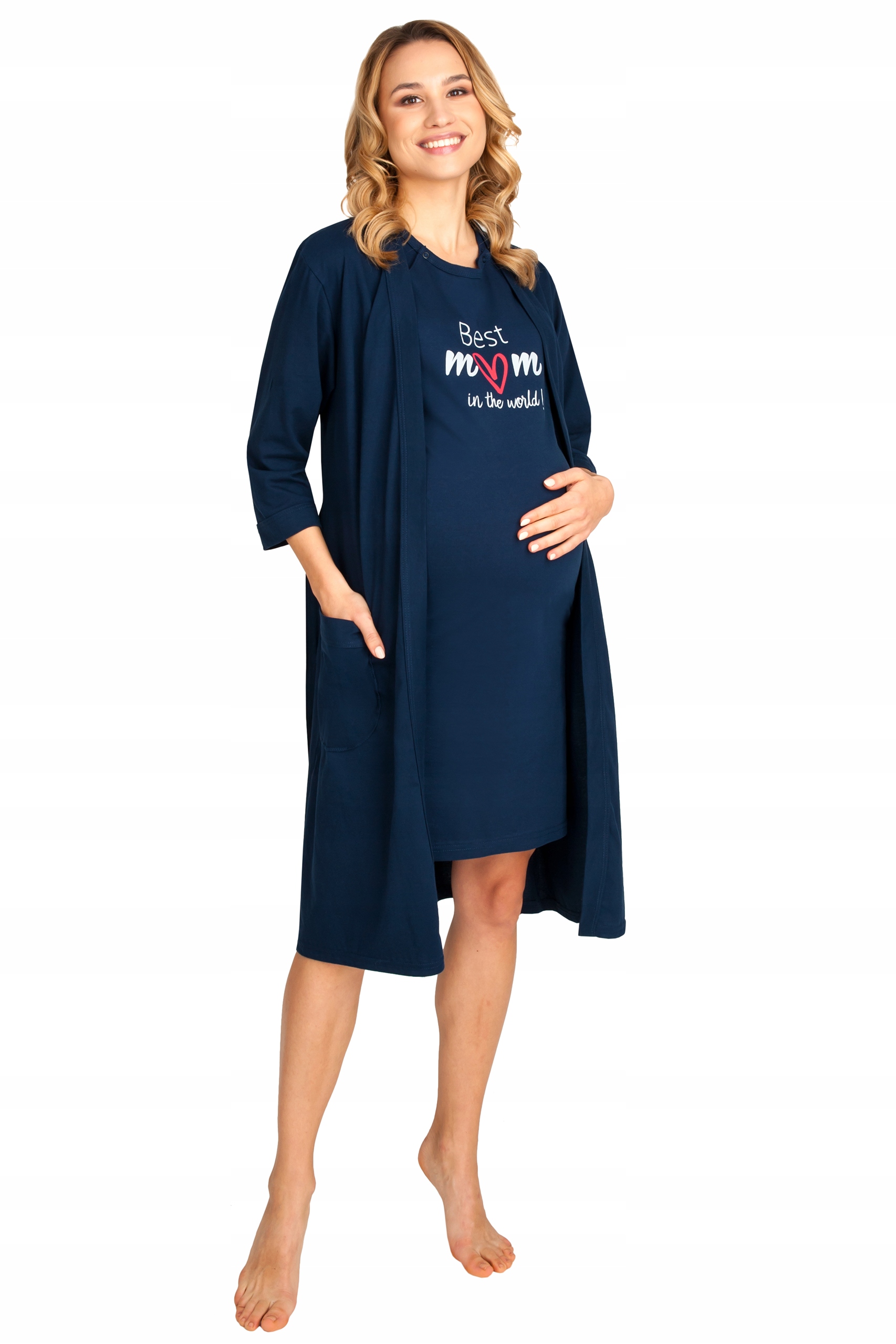 KOSZULA DO KARMIENIA SZLAFROK CIĄŻOWY KOMPLET Marka La Penna