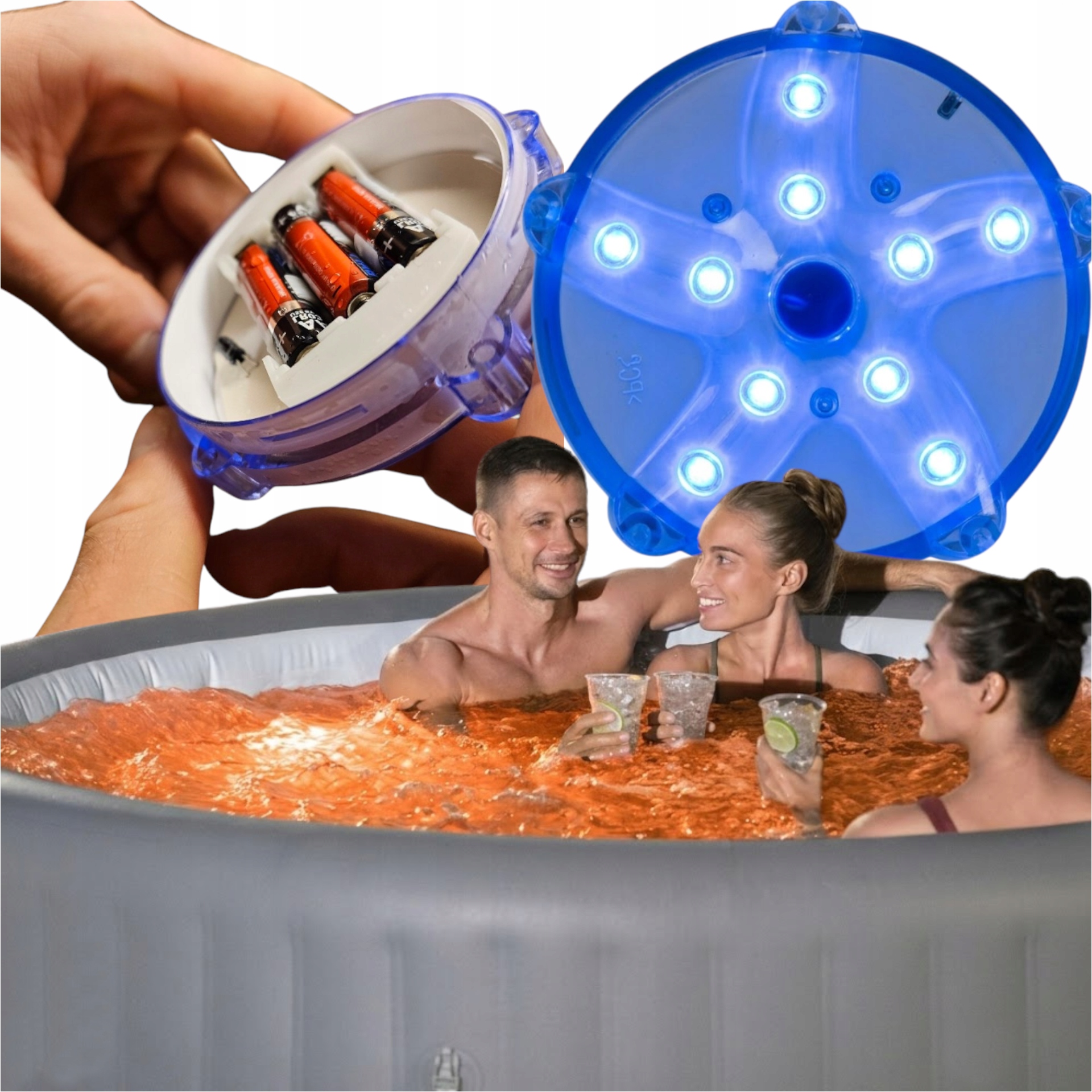 Led Bateriová Lampa Do Vířivky Nafukovací Spa 7 Barev Univerzální