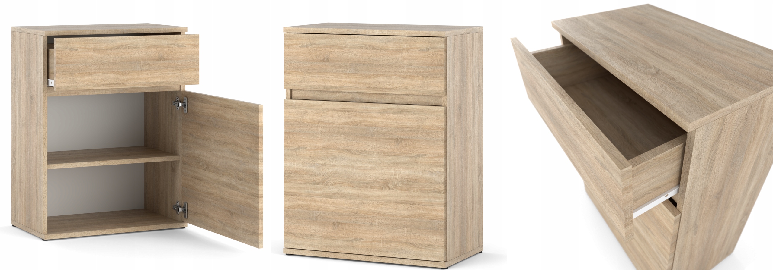 KOMODA DĄB SONOMA Z SZUFLADĄ 60CM NOWOCZESNA POJEMNA SZAFKA Z PÓŁKAMI SALON Liczba szuflad 1