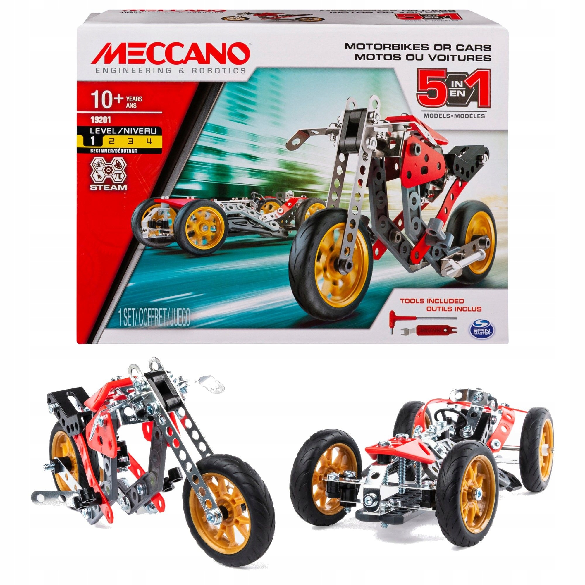 Klocki konstrukcyjne Meccano Spin Master 5w1 samochód/motockl