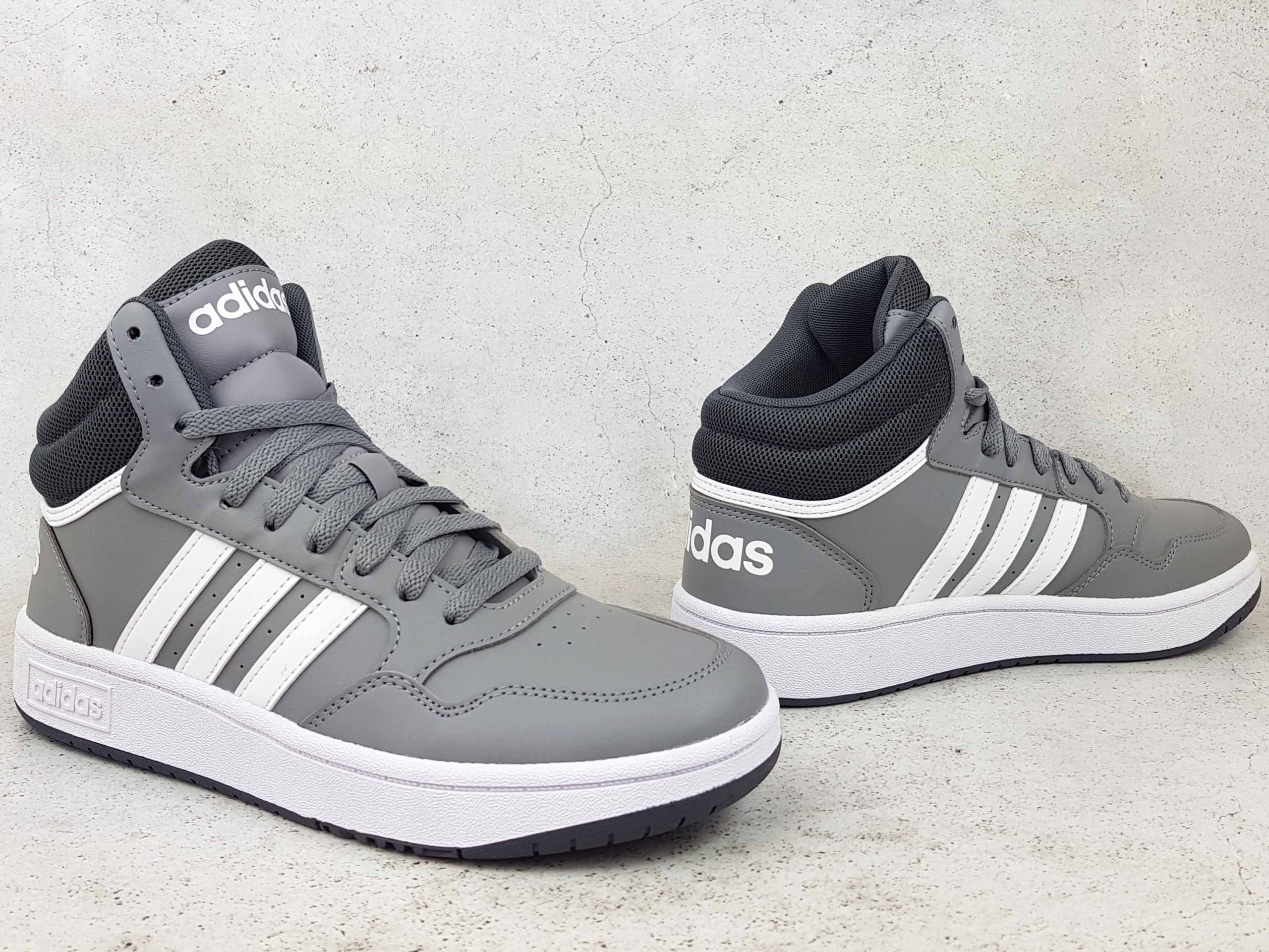 ADIDAS HOOPS 3.0 MID IF2721 BUTY WYSOKIE ZA KOSTKĘ SZARE DZIECIĘCE Rozmiar 35,5