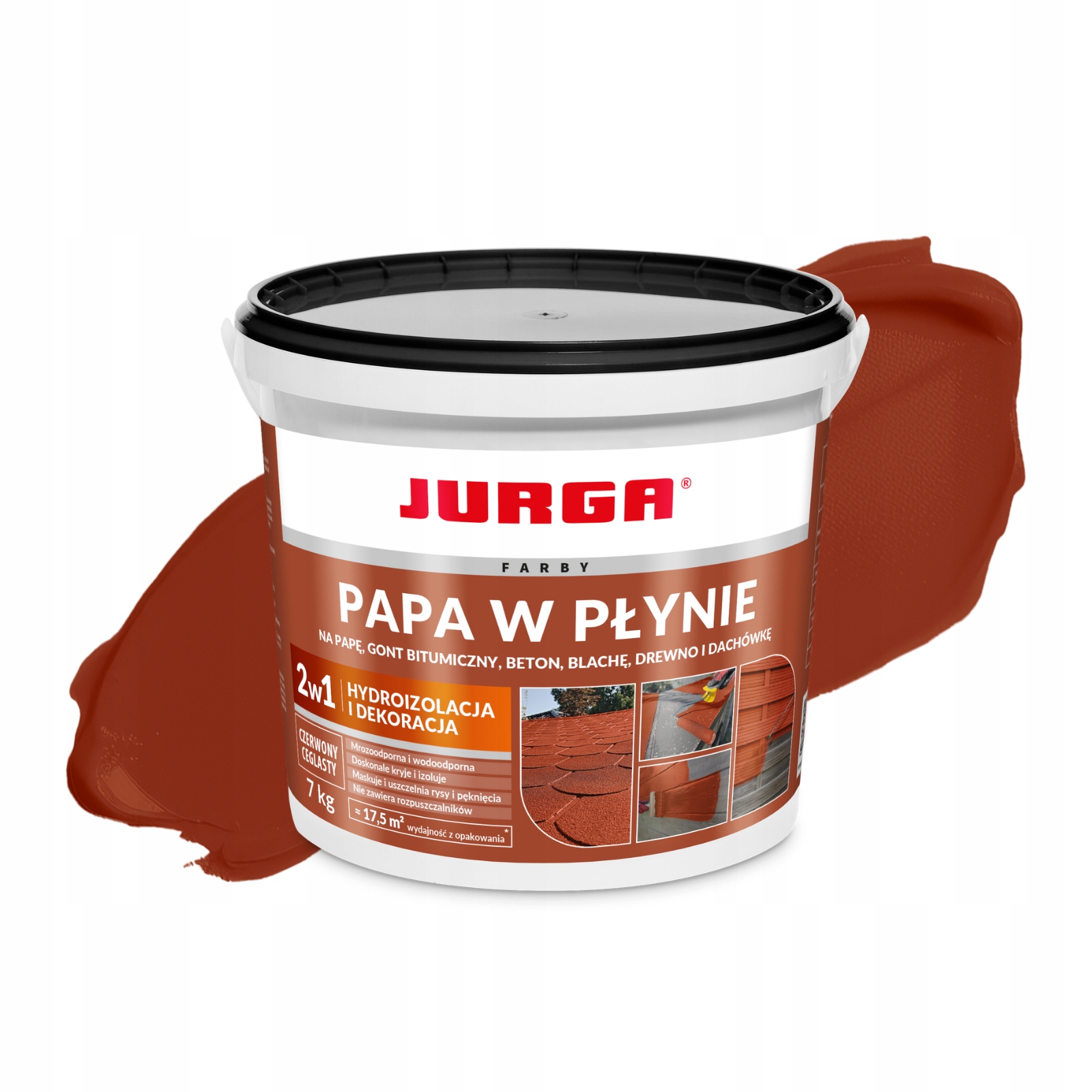 Papa w płynie uniwersalna Czerwona Folia Dach ogrodzenie Obróbki Jurga 7kg