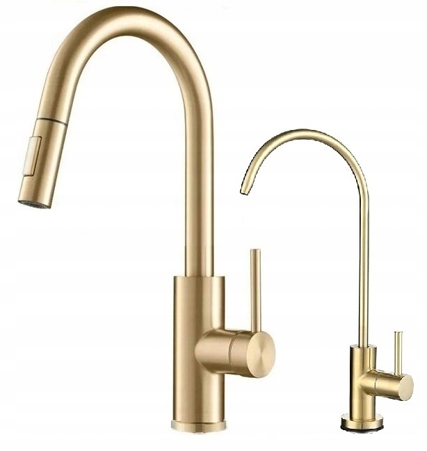 Kuchynská batéria zlatá Oceľový výtok Ww Kranik Sada
