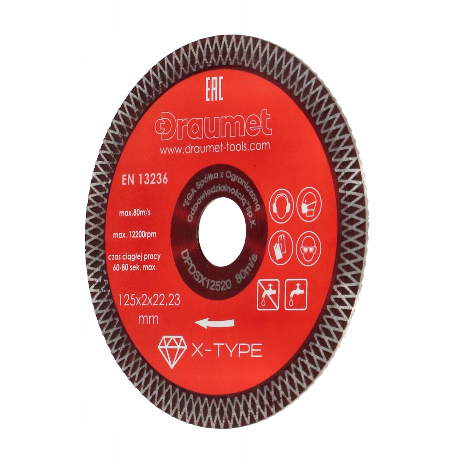 DRAUMET PREMIUM Tarcza diamentowa X-Type 125 x 2,0 Rodzaj tarczy tnąca