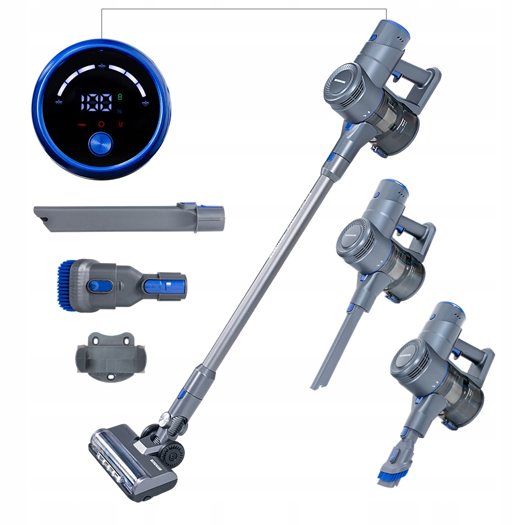 Odkurzacz Bezprzewodowy Pionowy Bergmann Hax 120 450W Elektroszczotka Led