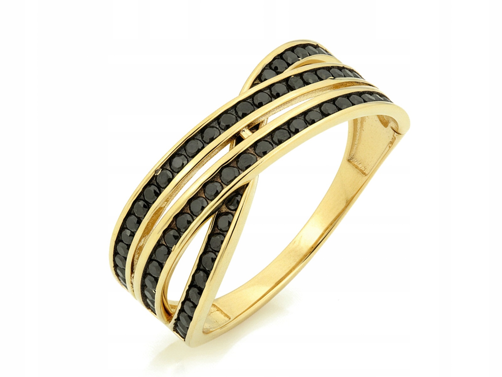 Prstýnek 585 s černými zirkony r17 dárek 2.42 g