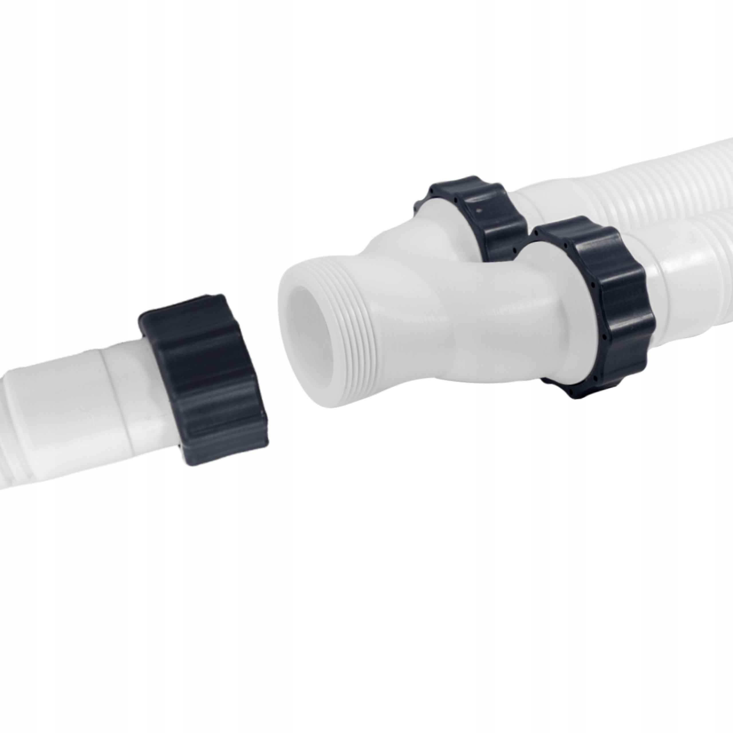 ZŁĄCZKA WĘŻA RURY BASENOWEJ ROZDZIELACZ TRÓJNIK BASENU 38MM Z GWINTAMI 60MM Długość 13.9 cm