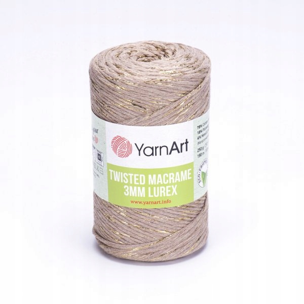 YarnArt Twisted Macrame Lurex 3mm 768 žlutý provázek makramé 4 x 250 g