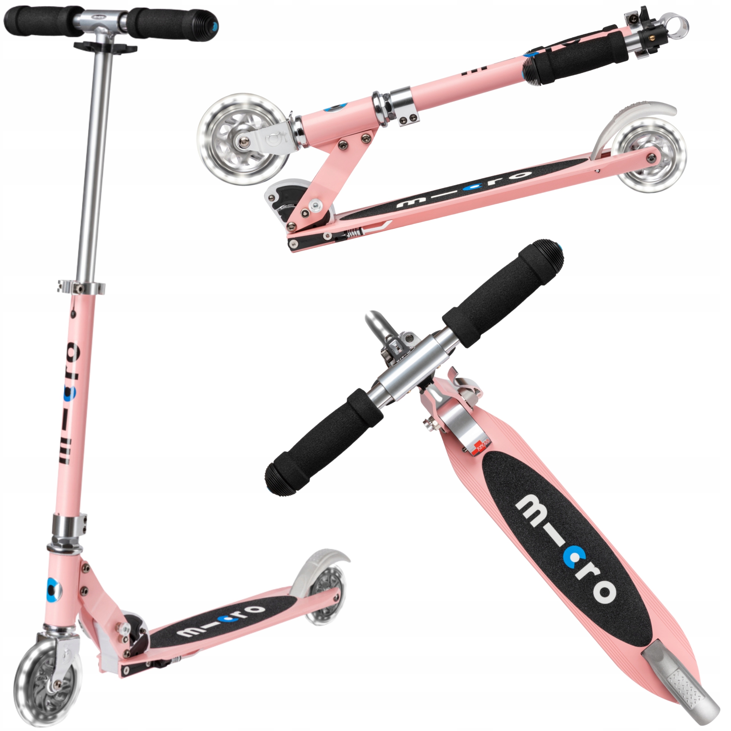 Hulajnoga Dwukołowa dla Dzieci Składana Koła Led Micro Sprite Różowa Lekka