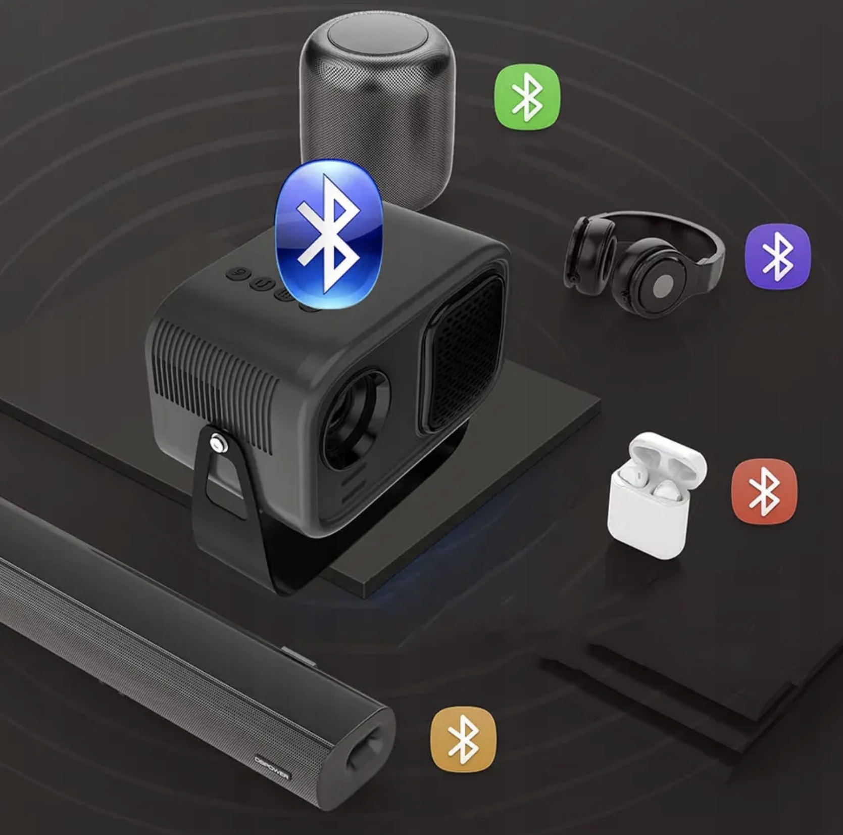 MINI PROJEKTOR PRZENOŚNY RZUTNIK WIFI FULL HD 7000 LM ANDROID TV OBROTOWY Kontrast (x:1) 2500