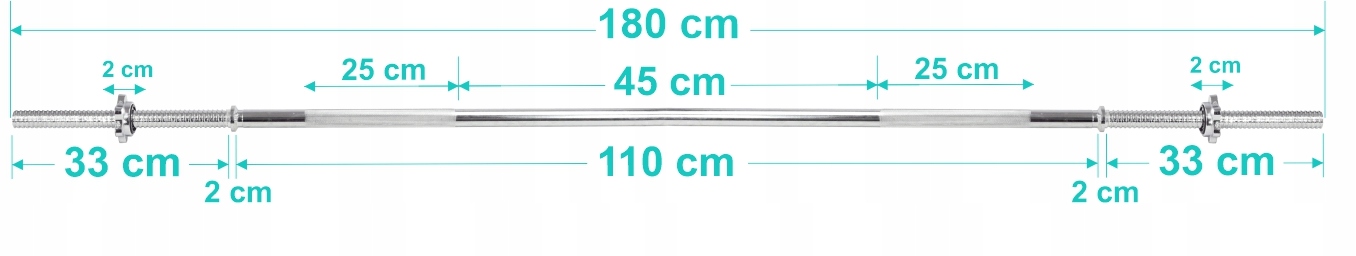 Sztanga / gryf prosty 180cm / 25mm gwintowany — 7