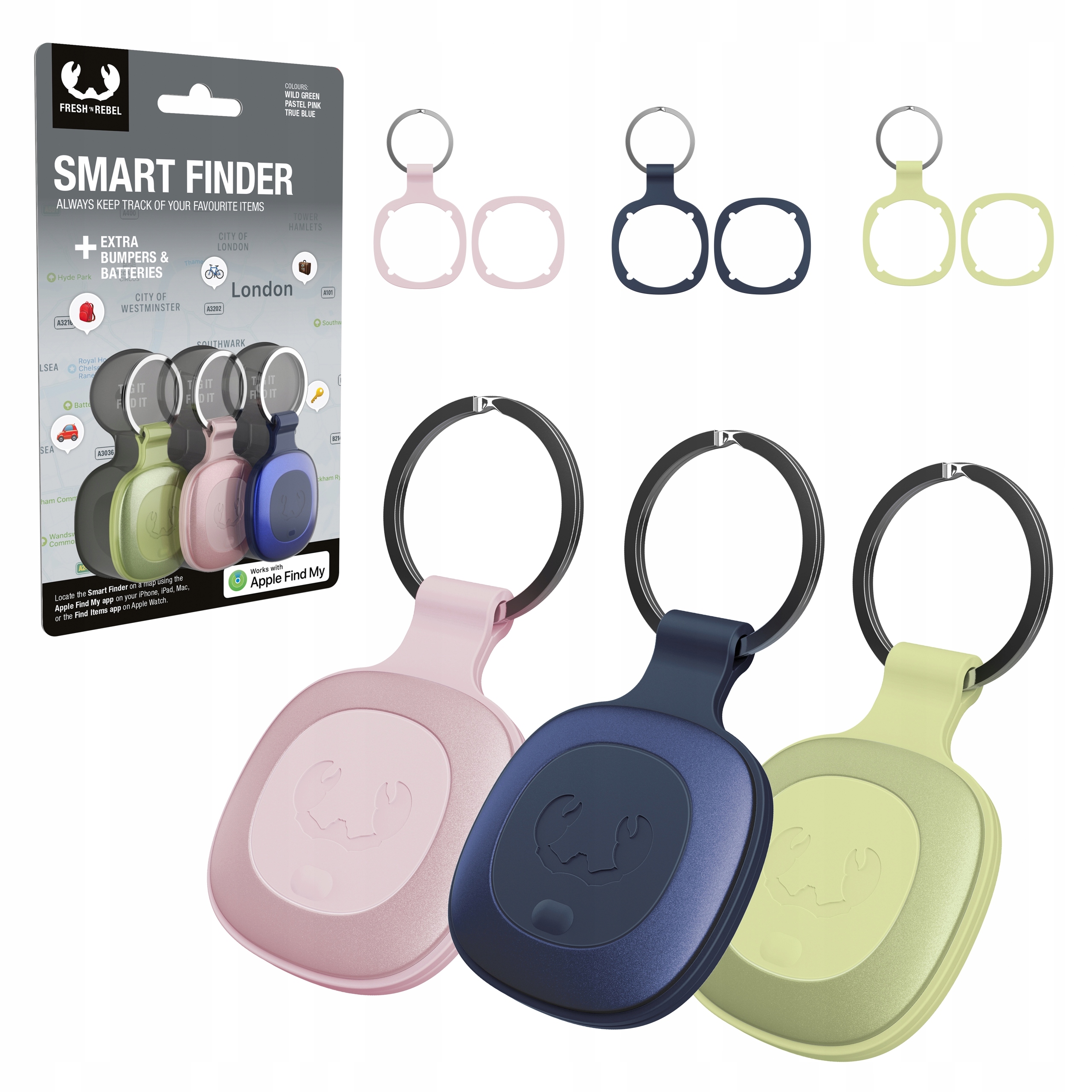Fresh N Rebel 3 Sztuki Lokalizator Smart Finder Tag Z Obsługą Apple Find My