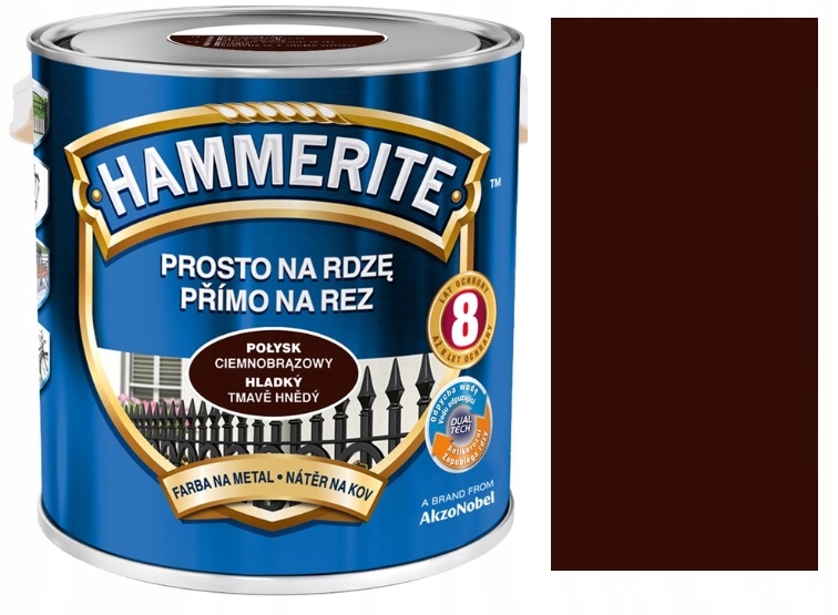 Hammerite Přímo Na Rzi, Lesk Tmavě Hnědá 2,5 L, Tmavě Hnědá
