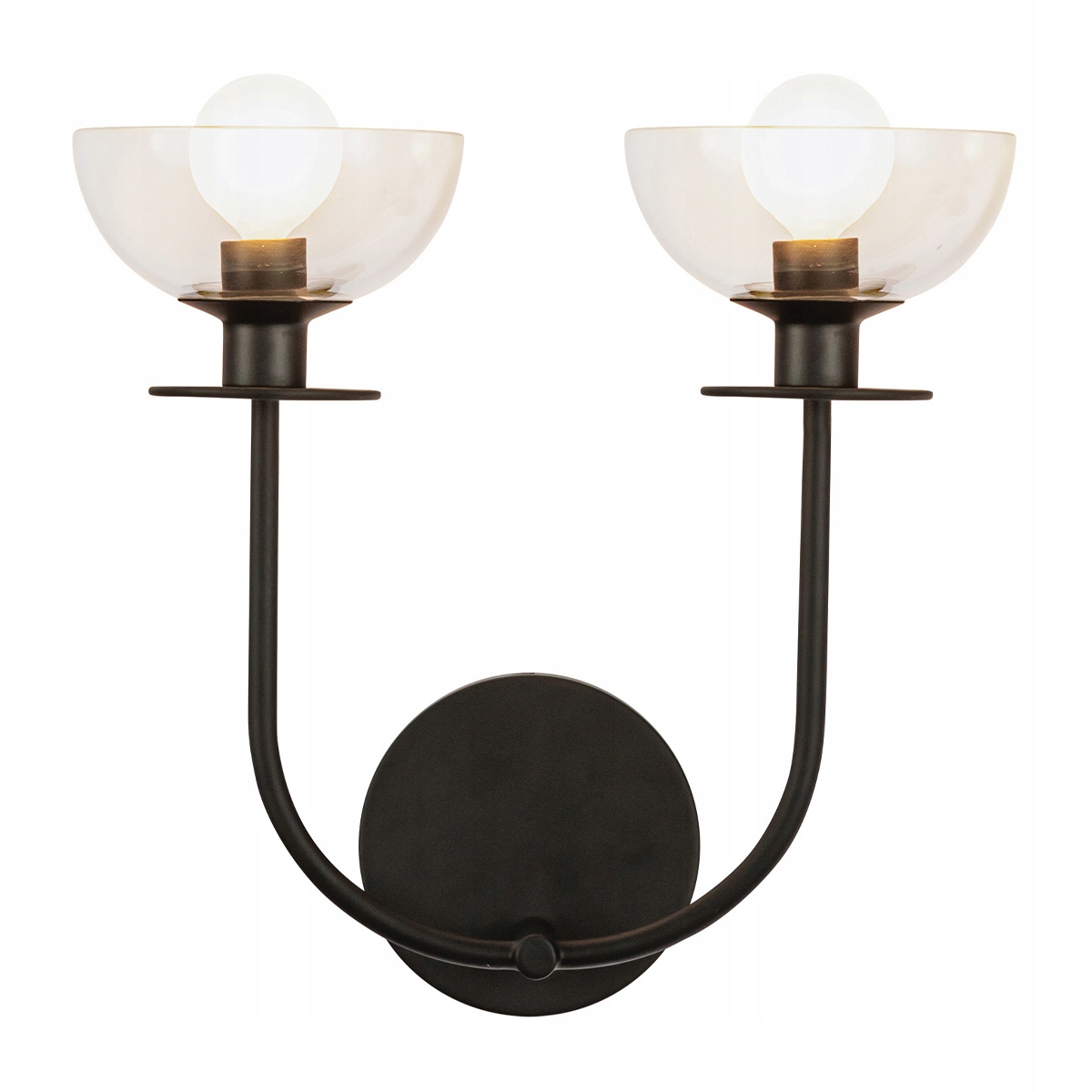 Industriálna nástenná lampa, čierna, sklenené tienidlá do obývačky Alora Mood