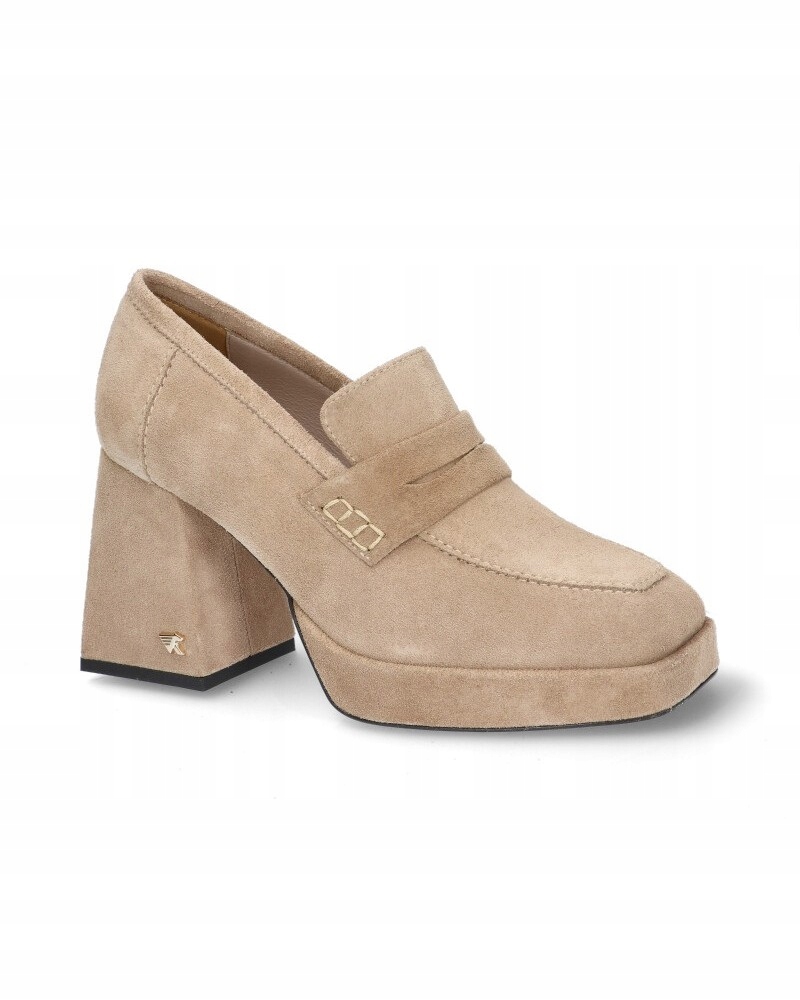 béžové dámské mokasíny, polobotky na platformě, stabilní, pohodlné, elega Karino 39