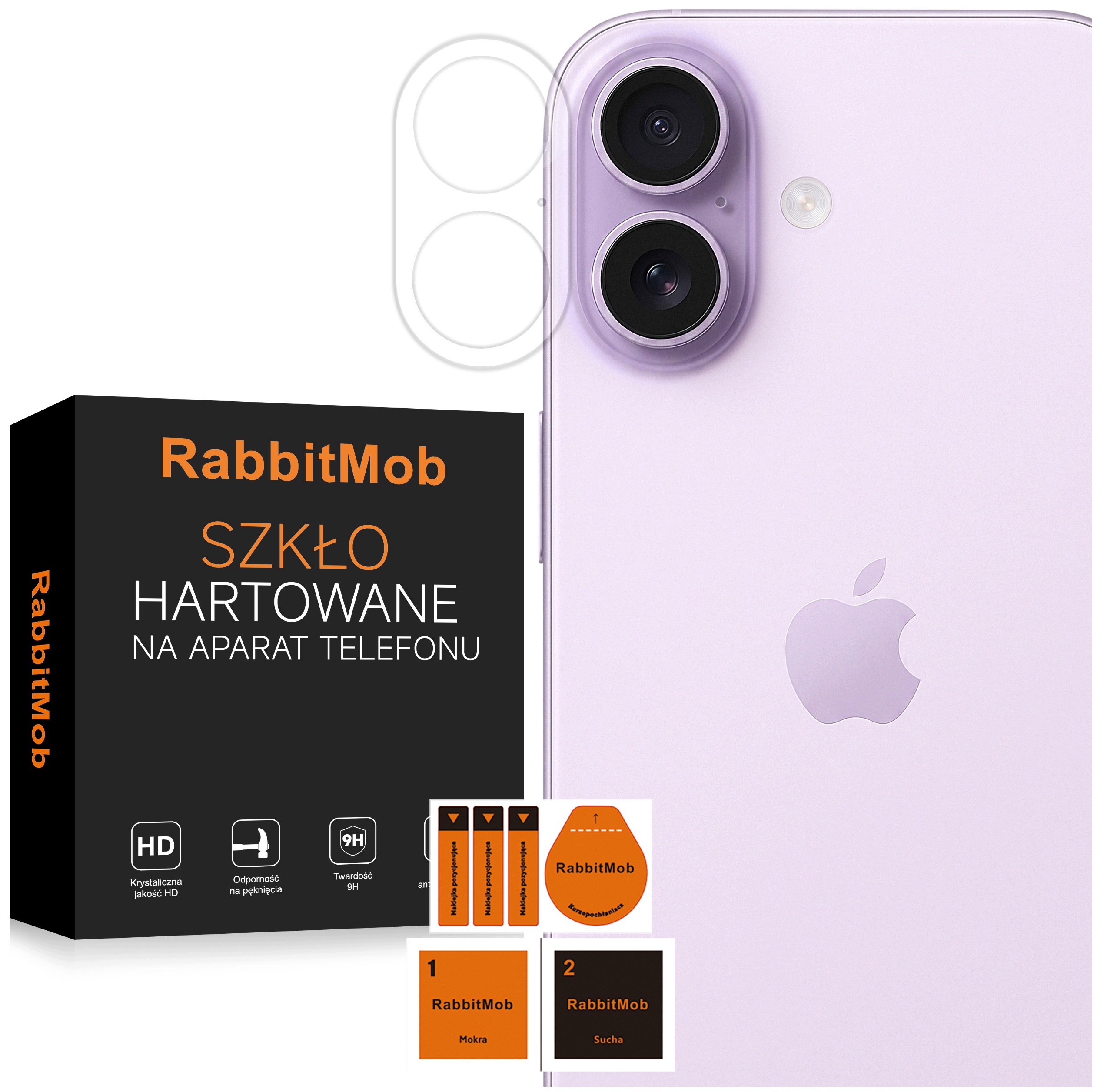 Szkło Hartowane 3D RabbitMob na Aparat Obiektyw do Apple iPhone 17