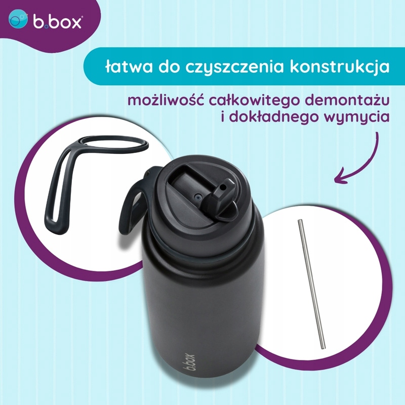 B.BOX TERMOS BUTELKA TERMICZNA Z USTNIKIEM CZARNA ZE STALI DEEP SPACE 1L Model BB501539