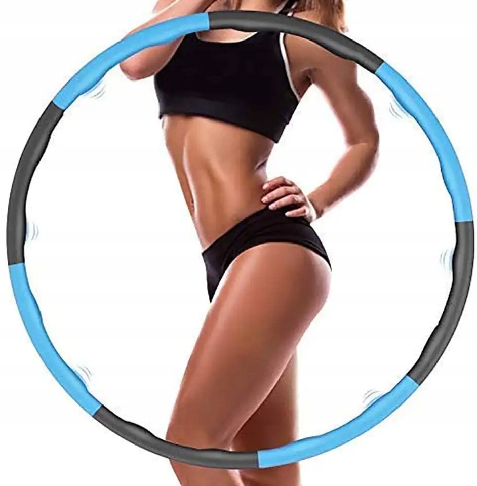 HULA HOP Piankowe ODCHUDZAJĄCE z Wypustkami Masującymi SKŁADANE 95cm FITNES Model FTL04-BLUE