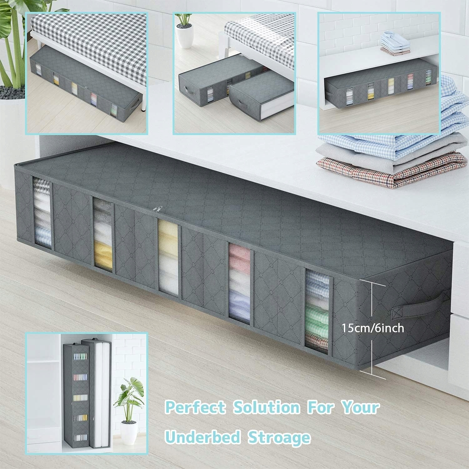 Pokrowiec pod łóżko na pościel odzież pojemnik organizer 2szt. Kolor odcienie szarości i srebra