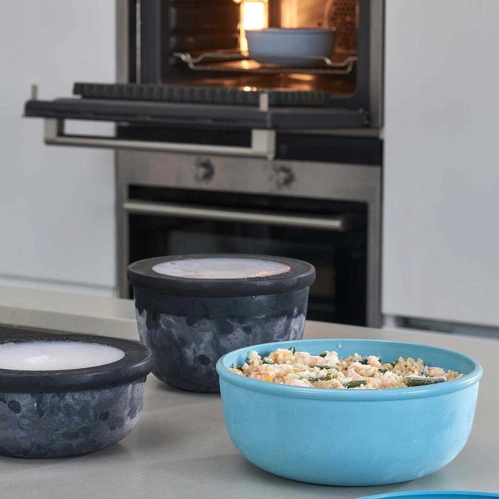 CIRQULA ZESTAW 3 MISKI PLASTIKOWE POJEMNIKI CZARNE SZCZELNE ZAMYKANE ZUPĘ Materiał inny