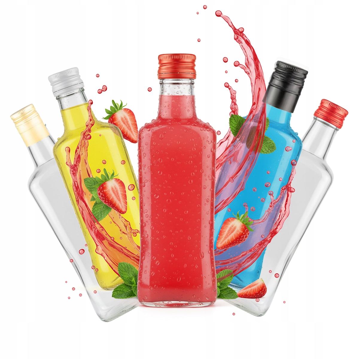 50X Skleněné lahve Diva 200 ML Láhev Na Likéry Víno Džus Se Šroubovacím Uzávěrem