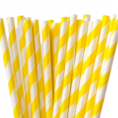 Słomki papierowe ekologiczne jednorazowe 6x197mm W ŻÓŁTE PASKI 250sztuk Kod producenta słomki papierowe ekologiczne żółte paski
